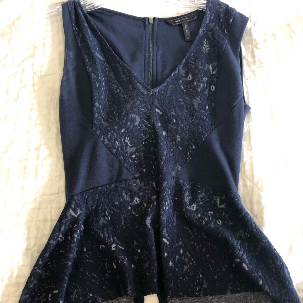 Navy BCBG peplum top